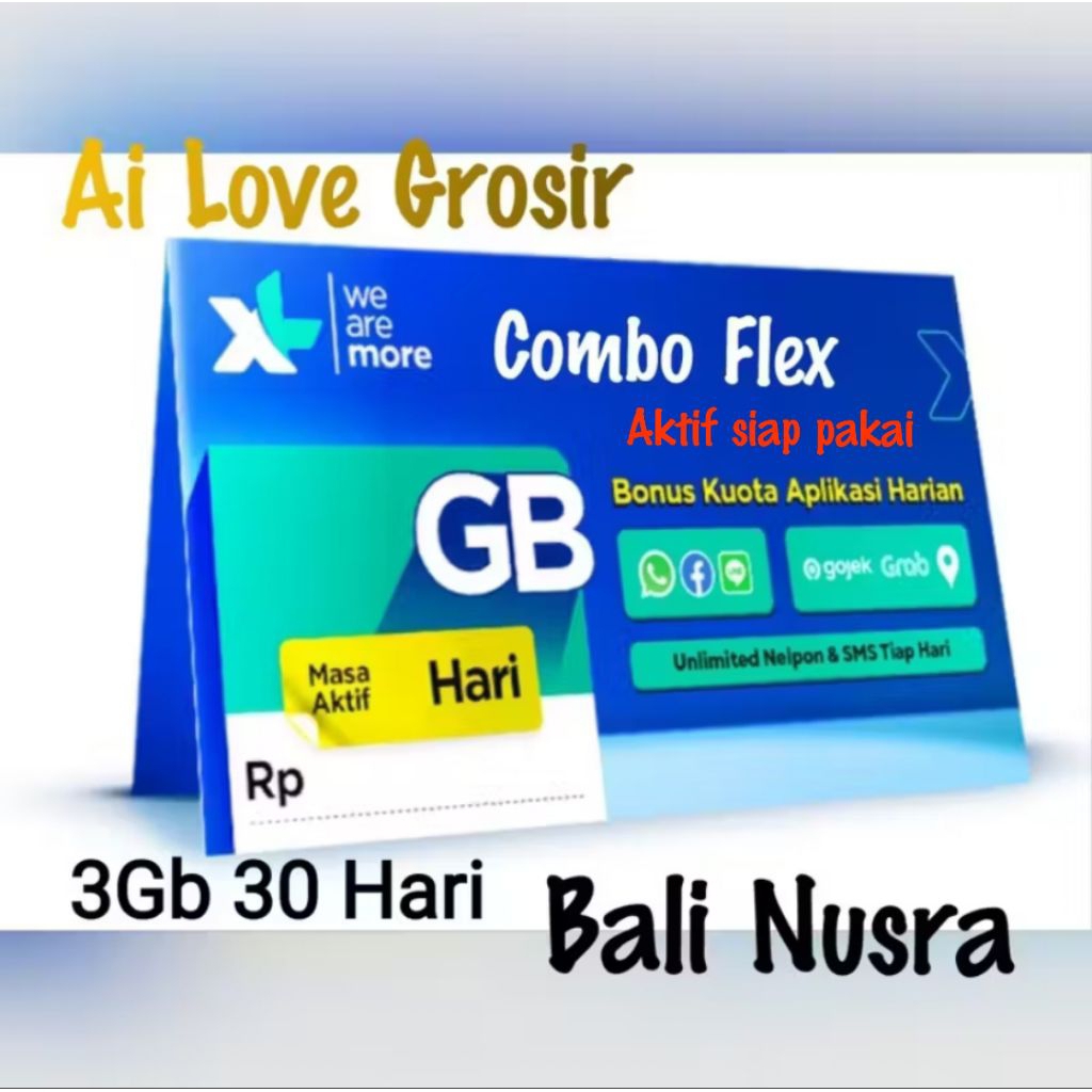 Kartu Perdana Internet XL Xtra Combo Flex 3Gb Full Kuota 30 Hari, 3Gb Aktif siap pakai -- Nasional