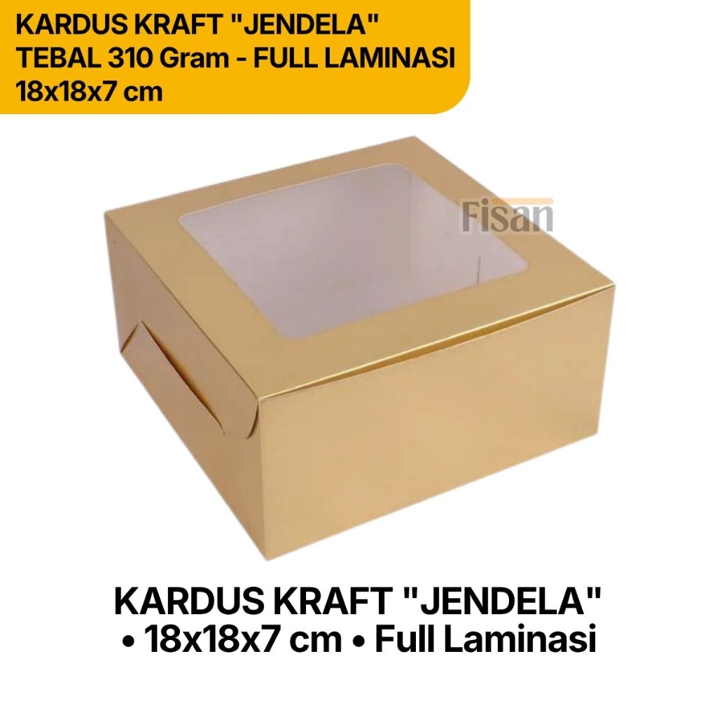 Kardus Kraft Window 18x18x7 Full Laminasi Box Kue Hampers Packaging