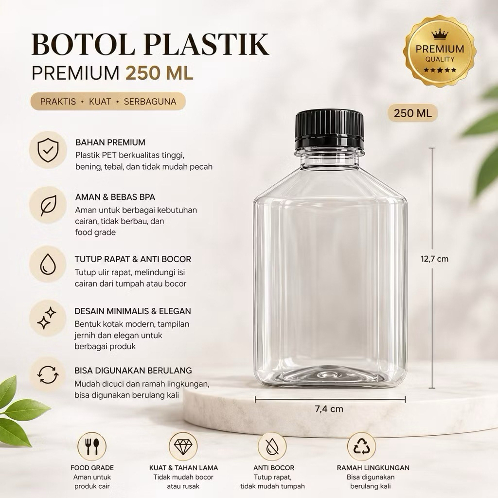 Botol Plastik Gepeng CIU 250ml Botol Plastik Model Pipih