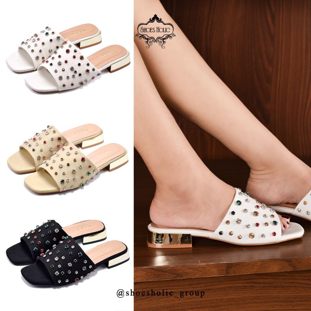Sandal Heels Hak 2cm Wanita Import HJ9075 [3 warna]