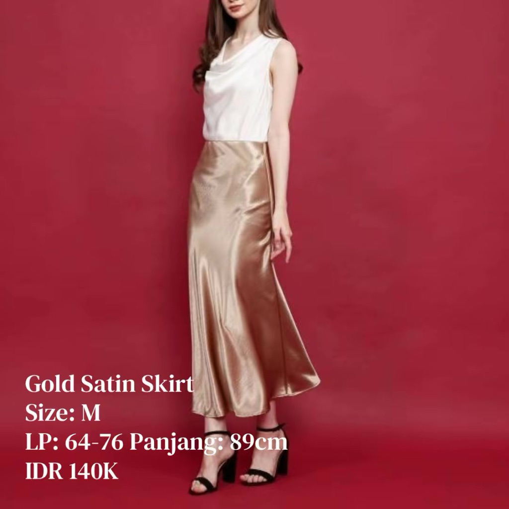 Preloved Gold Satin Skirt