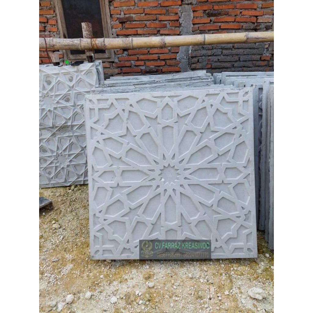 Krawangan GRC Pracetak Ornamen Dinding Luar Rumah Mewah Per Meter