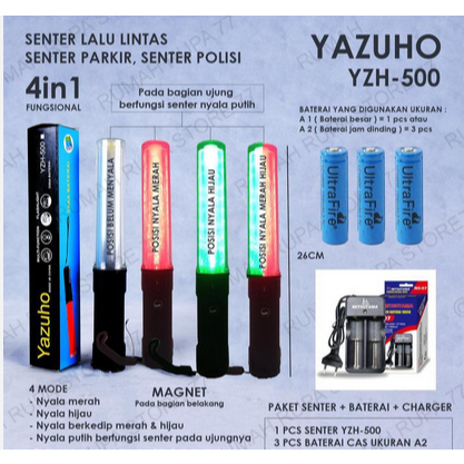 Lampu Baton Lalu Lintas Lampu Polis Merah YAZUHO YZH-500 Baterrai A2/AA