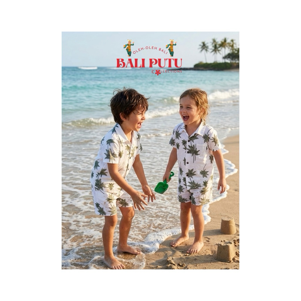 BALI PUTU KIDS || Setelan Kemeja Anak Tropical Summer S-XXL / Kids Summer Hawai Tropical Set