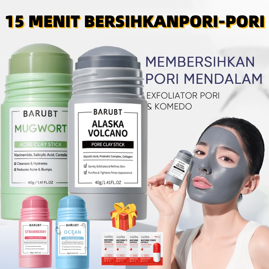 Deep Clean Clay Mask Stick Kit / Masker Wajah -Mugwort Clay Stick & Volcano Clay Stick & Niacinamide
