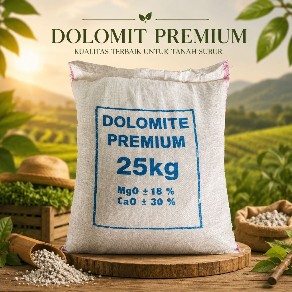 Dolomit Premium 25Kg Penetral Tanah Asam Kapur Dolomit Pupuk Pertanian MgO 18% CaO 30%