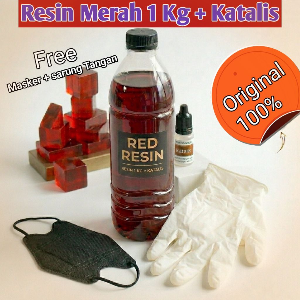 resin epoxy 1 kg + Katalis cocok untuk joran kerajinan resin merah bening