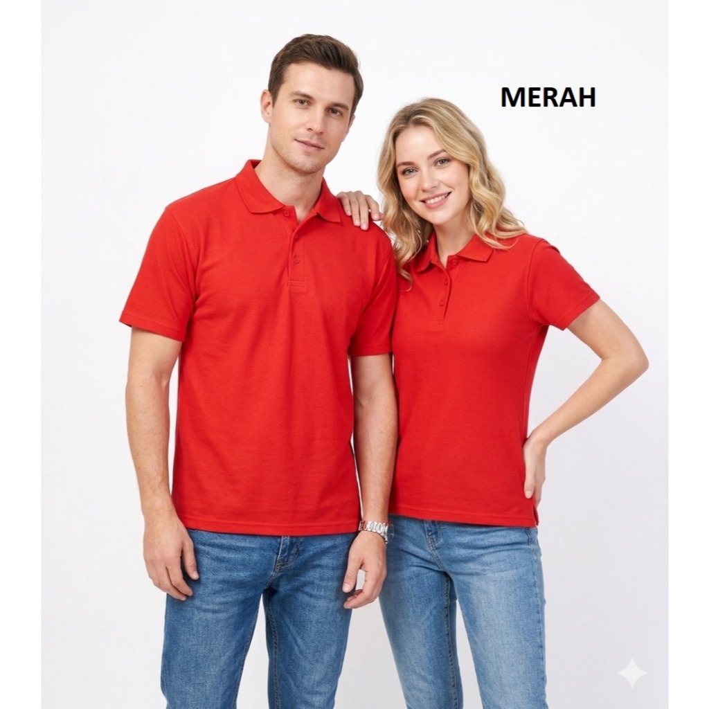 Kaos Kerah Merah Lengan Pendek - Kaos Kerah UNISEX - Kaos Kerah Polos Warna Merah Cabe - Kerah Pende
