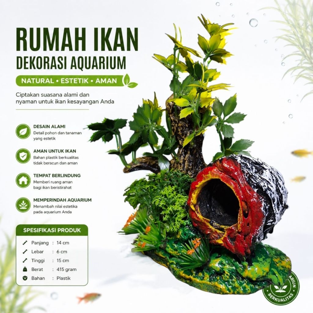 rumah ikan kayu natural Hiasan Ornamen Aquarium