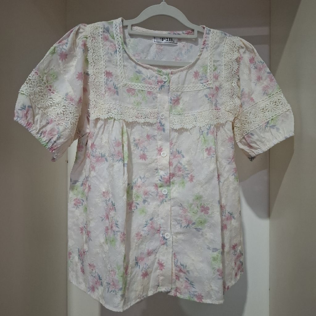 TOP CLUB ATASAN BLOUSE WANITA MOTIF BUNGA KATUN BORDIR NEW ARRIVAL READY STOCK BKK