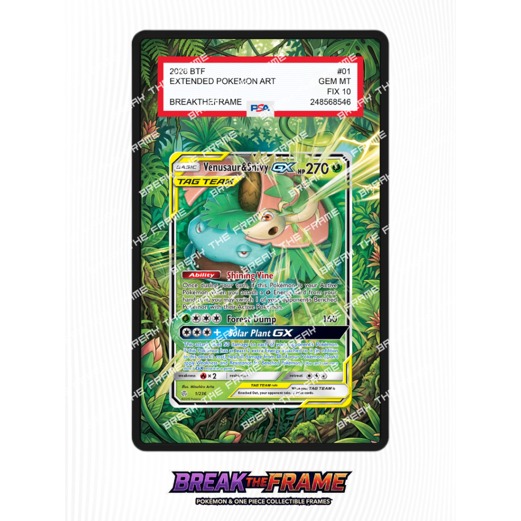 Venusaur & Snivy GX - Cosmic Eclipse #1 - Extended Art Pokemon TCG for Slab Guard / Slab Sleeve