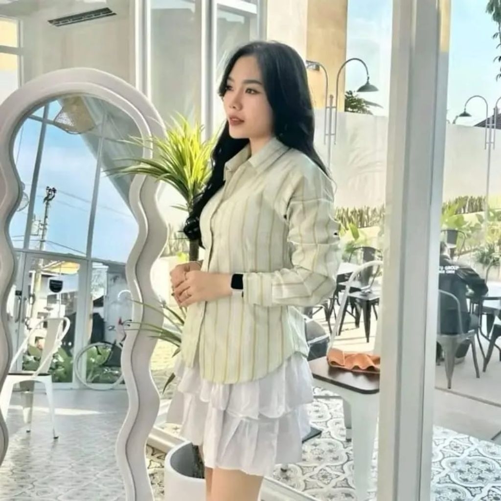 Kemeja Kerja Wanita Wispie Girl Boss - Nyaman, Karet Pinggang, Polycotton Yarnded