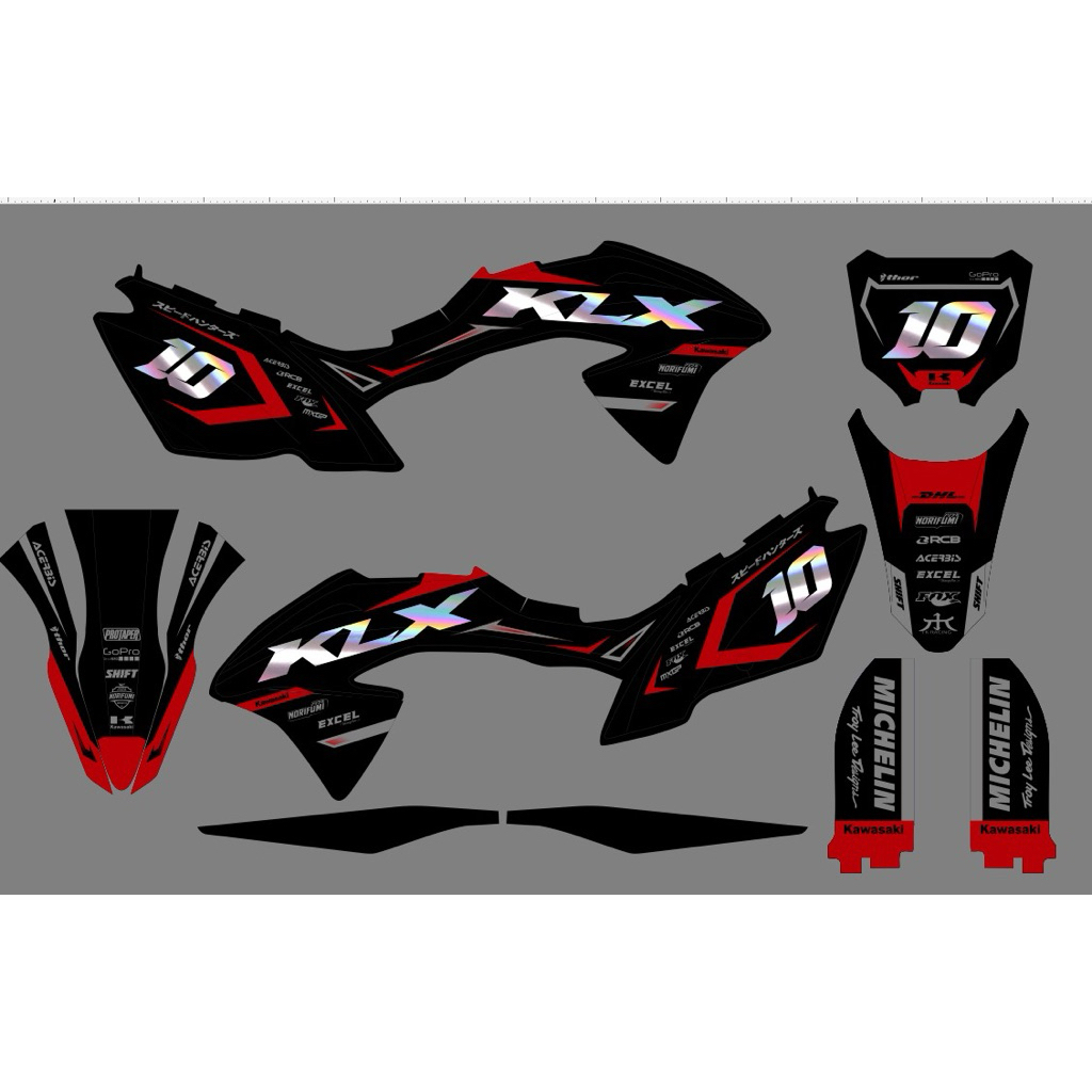 decal stiker klx bf full body warna biru hitam gold