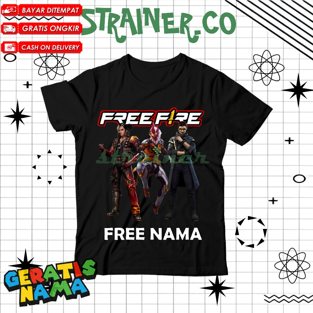 (BISA COD) Kaos Anak FF FREE FIREEE Lucu KEREN - Baju Anak Laki-Laki Perempuan Motif FF FREE FIRE Bu