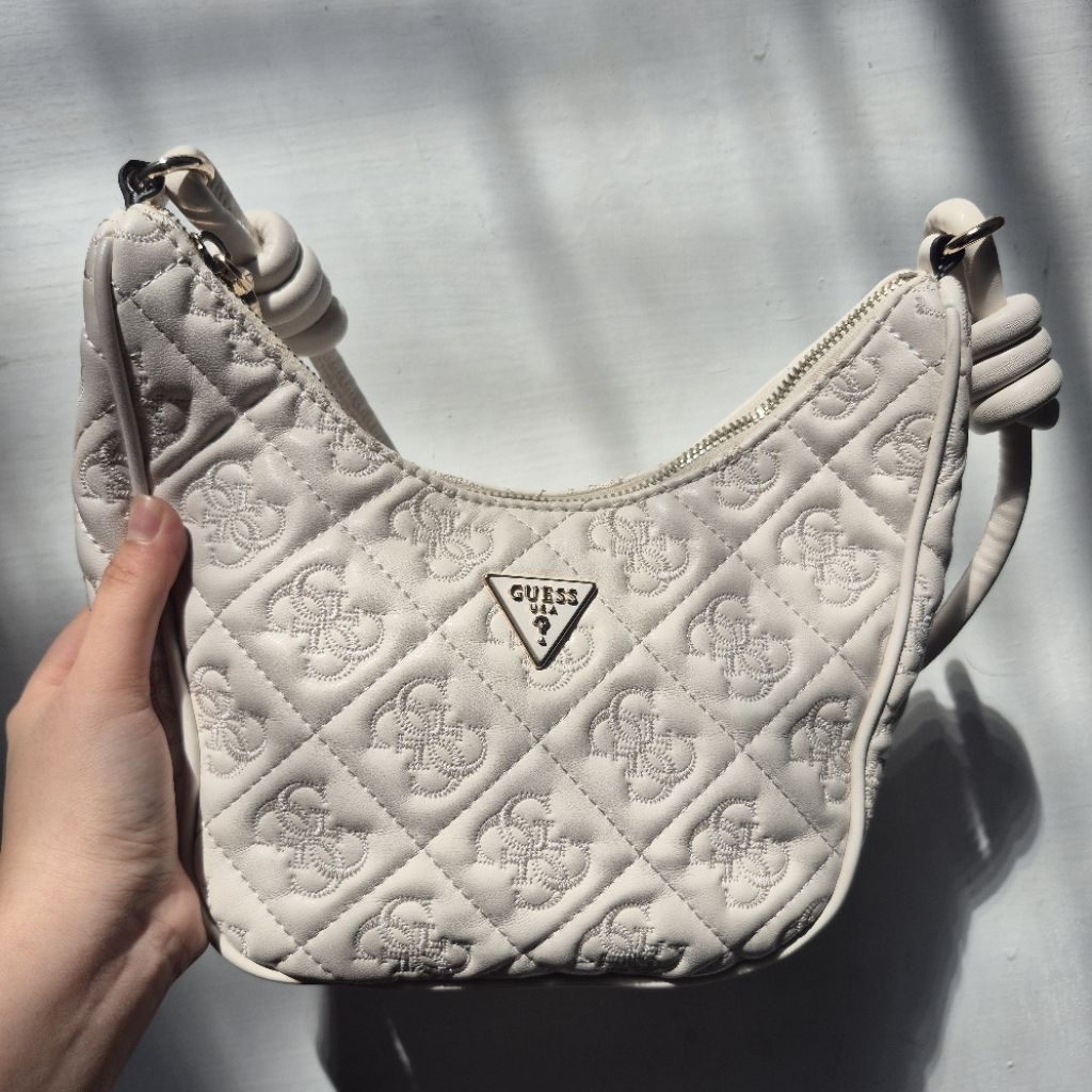 Preloved tas Guess Women's Adelasia 4G Quilted Knotted-Handle Mini Shoulder Bag