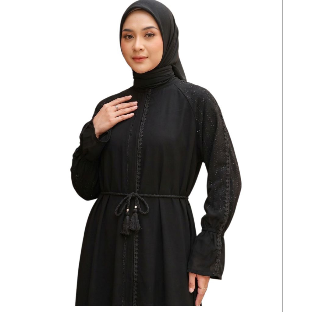 hot deals gamis abaya hitam elegan premium tsamira dress muslimah syari modern jumbo jetblack