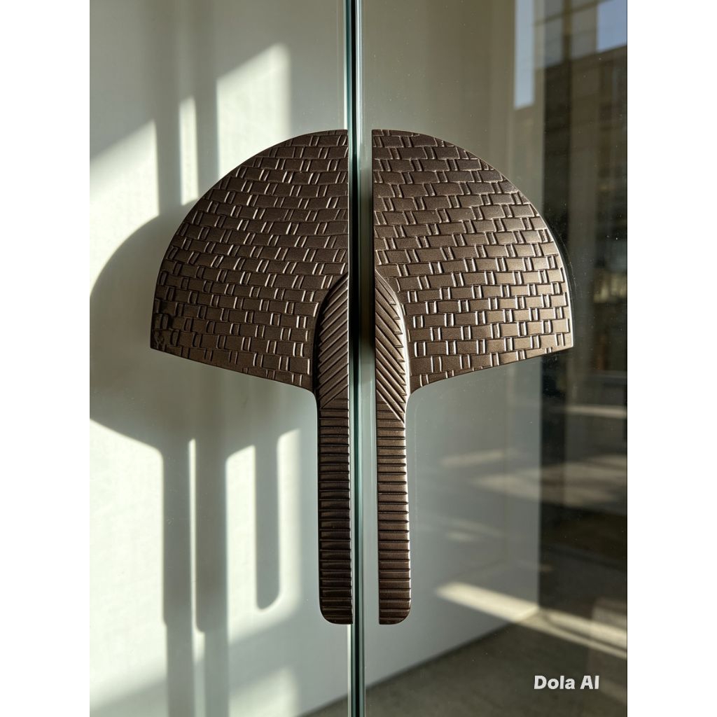 Handle Pintu Rumah Gagang Pintu Tarikan pintu Kaca Kuningan Custome motif kipas