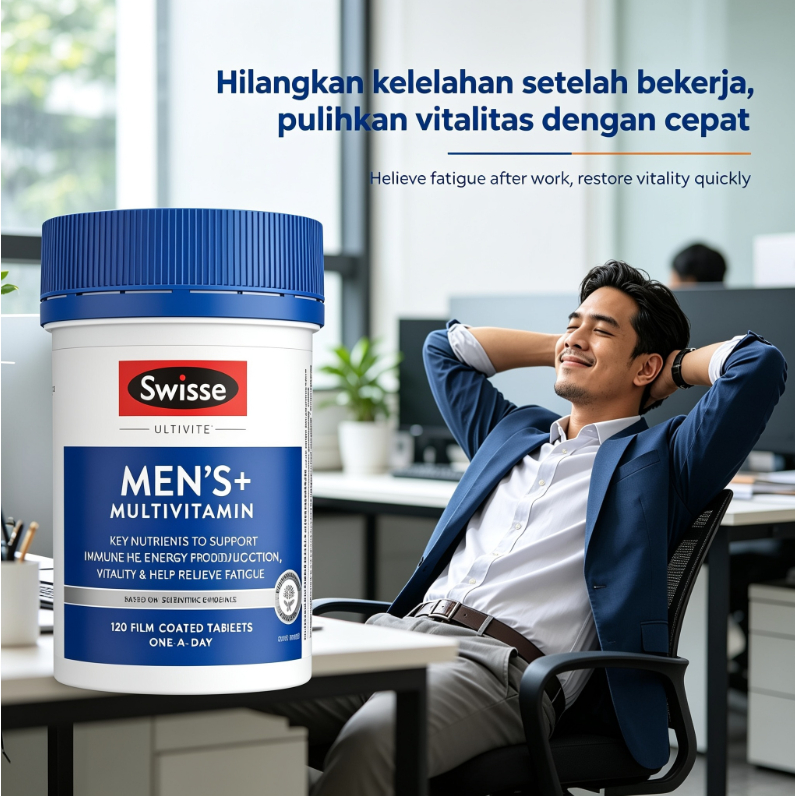 Swisse Men's Multivitamin Ultivite 120 Tablets Original - Vitamin Daya Tahan Tubuh Pria Dewasa, Pena