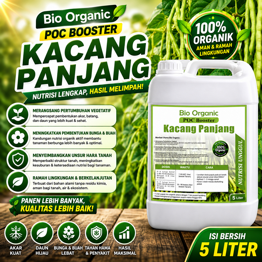 Pupuk booster Kacang panjang 10 liter, pupuk organik pelebat bunga dan buah untuk kacang melati, kac