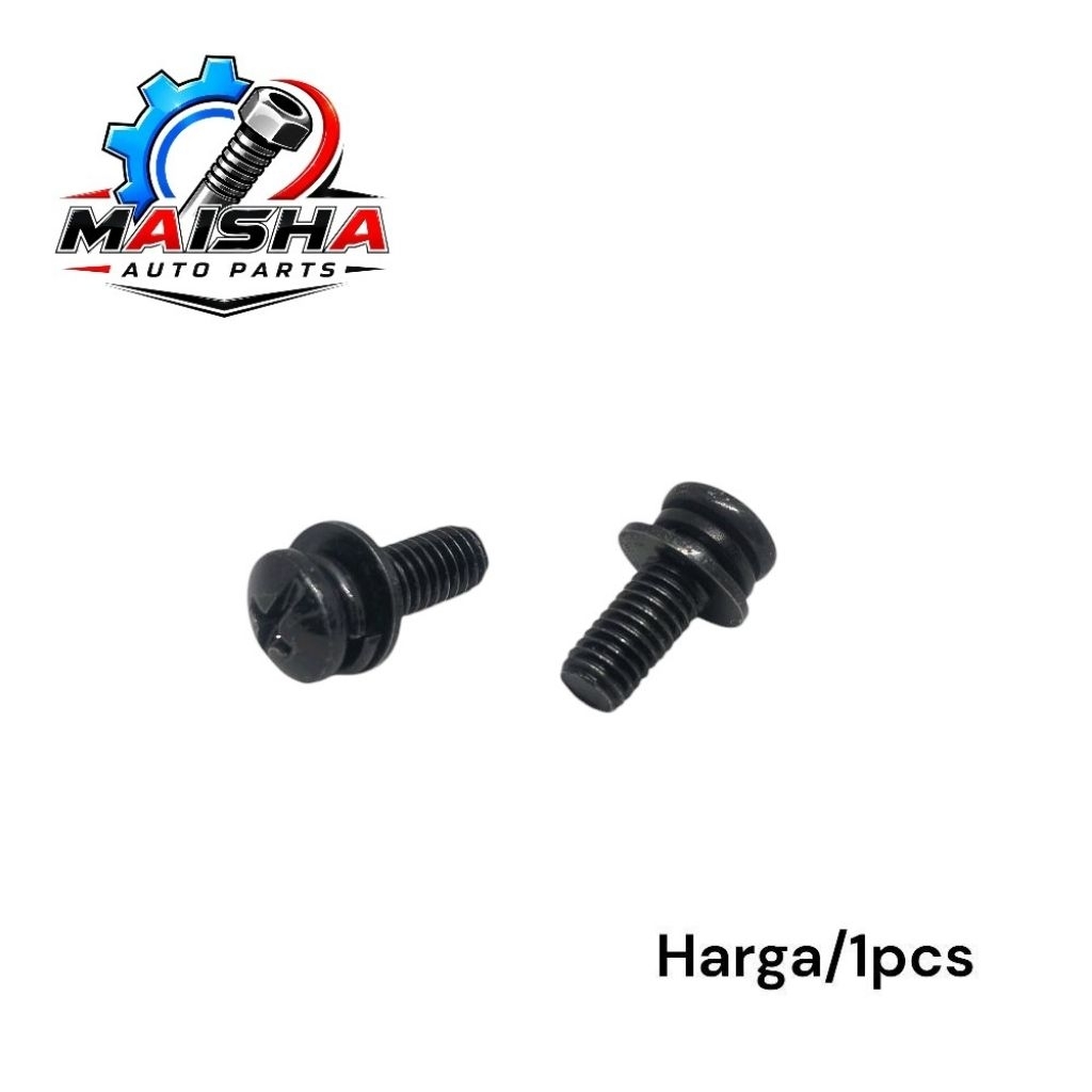 Baut 10 Obeng Double ring M6x15 Hitam Baja