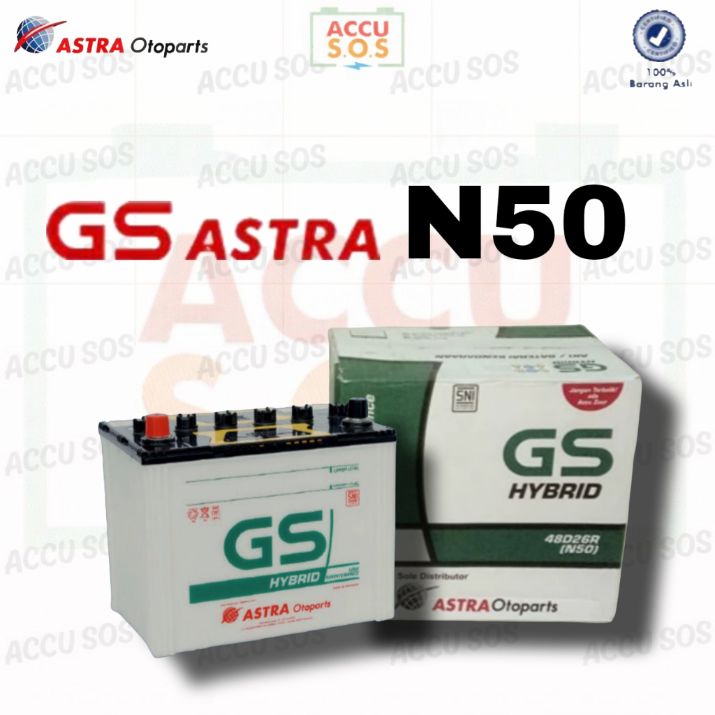 Aki GS Hybrid N50 - Aki Basah Minim Penguapan
