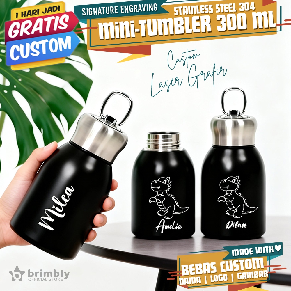 Botol Minum mini 300ml Stainless steel 304 GRATIS CUSTOM NAMA/LOGO | Tumbler travel mini |tumbler mi