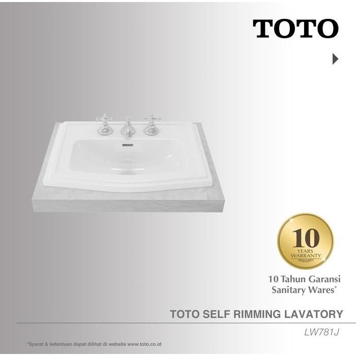 TOTO Self Rimming Lavatory 3 Tap Holes / Wastafel LW781J - COMPLETE SET