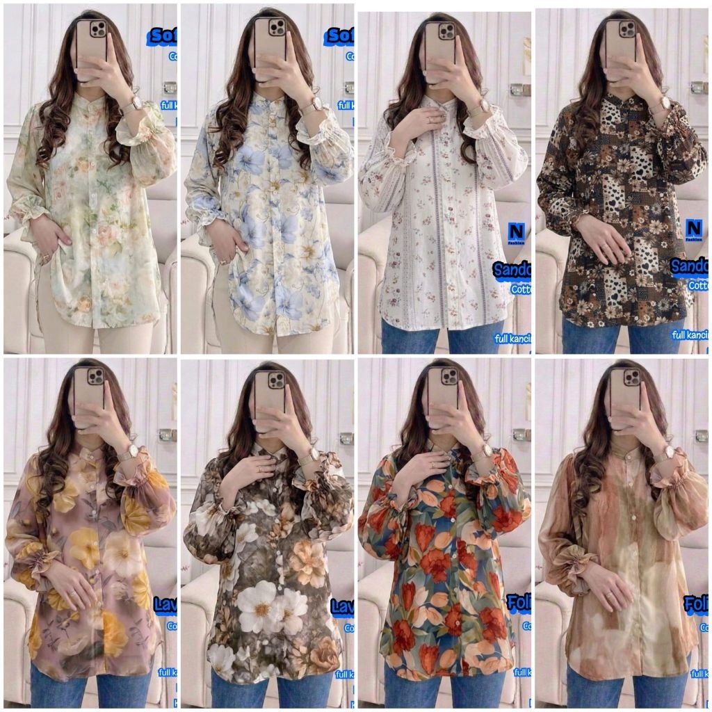 AMELIA • VADIA • DISIKO • RADIA • TRAFA BY QFA KEMEJA / BLOUSE KATUN PRINTING PREMIUM