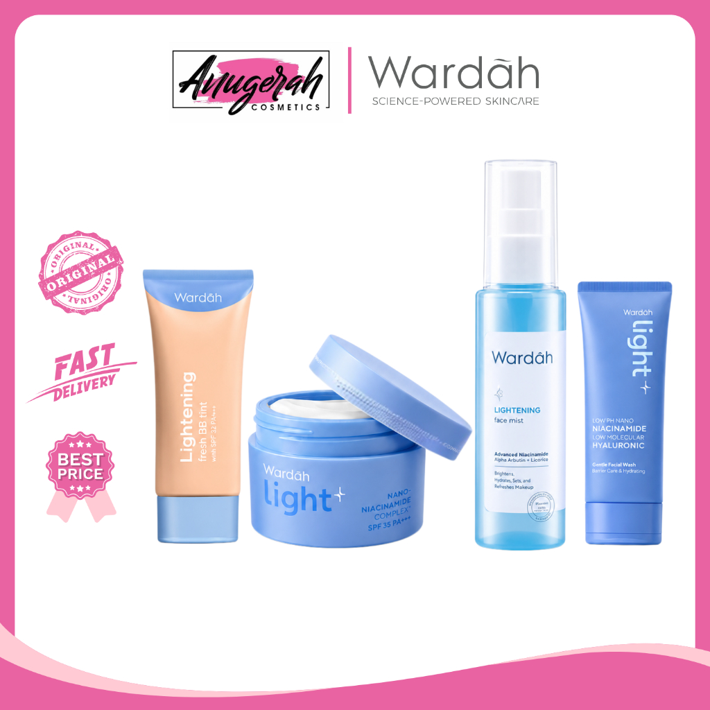 [ BUNDLE ] WARDAH Paket 4in1 Glowing Lightening day cream 30g - fresh bb tint - face mist 60ml - lig