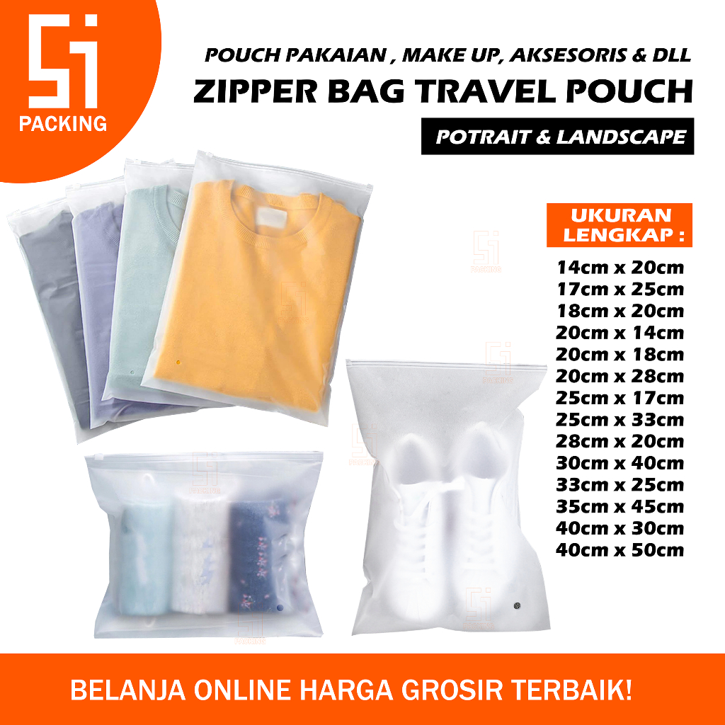 Zipper Lock Plastik Bag Baju Pouch Make Up Sabun Alat Mandi Aksesories Travel Organizer