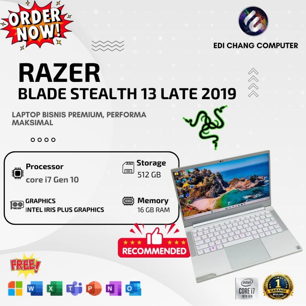 RAZER BLADE STEALTH 13 LATE 2019 Core i7 Gen 10 16/256GB