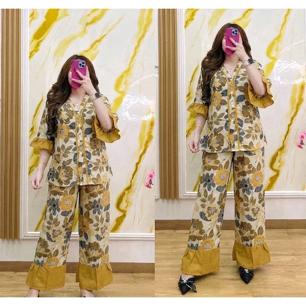 Setelan Wanita Motif Terkini I Homewear Rayon I Setelan Rayon Premium Kekinian