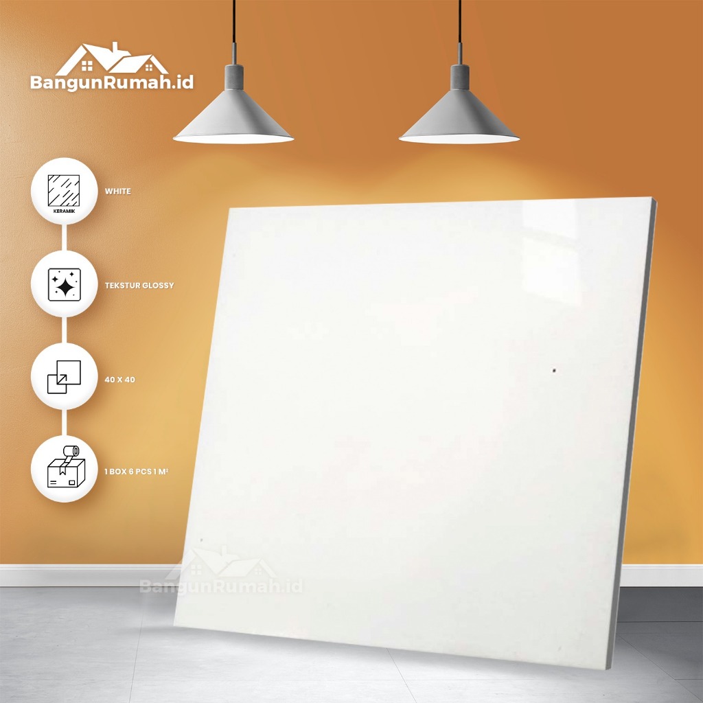 Keramik lantai Glossy Ikad Putih 40 x 40