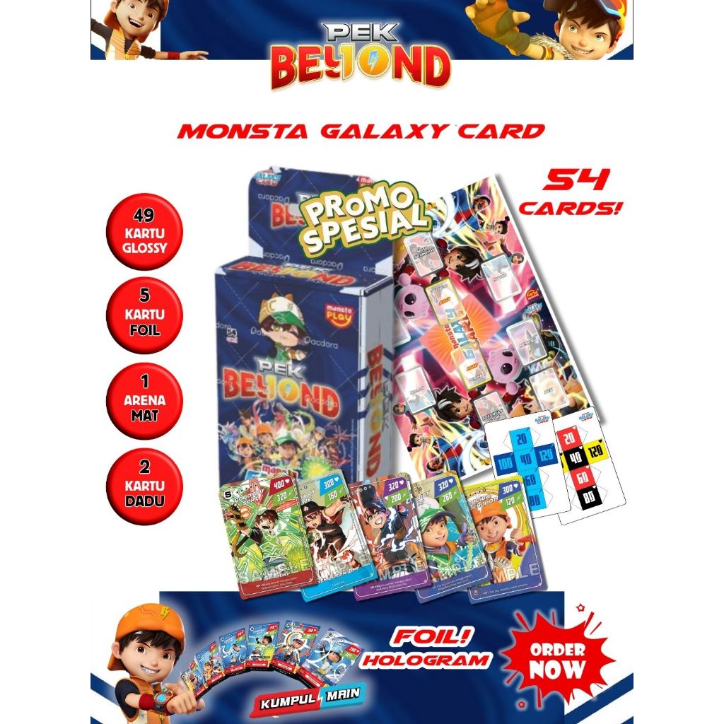 Paket Lengkap Kartu BoBoiBoy Galaxy Card Pek Beyond isi 49 Kartu + 5 Foil + Arena Mat