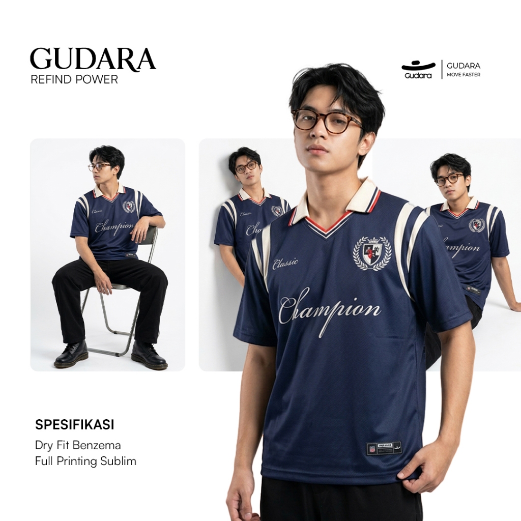 Gudara - Oversized Rugby Jersey Champions Lengan Pendek Unisex