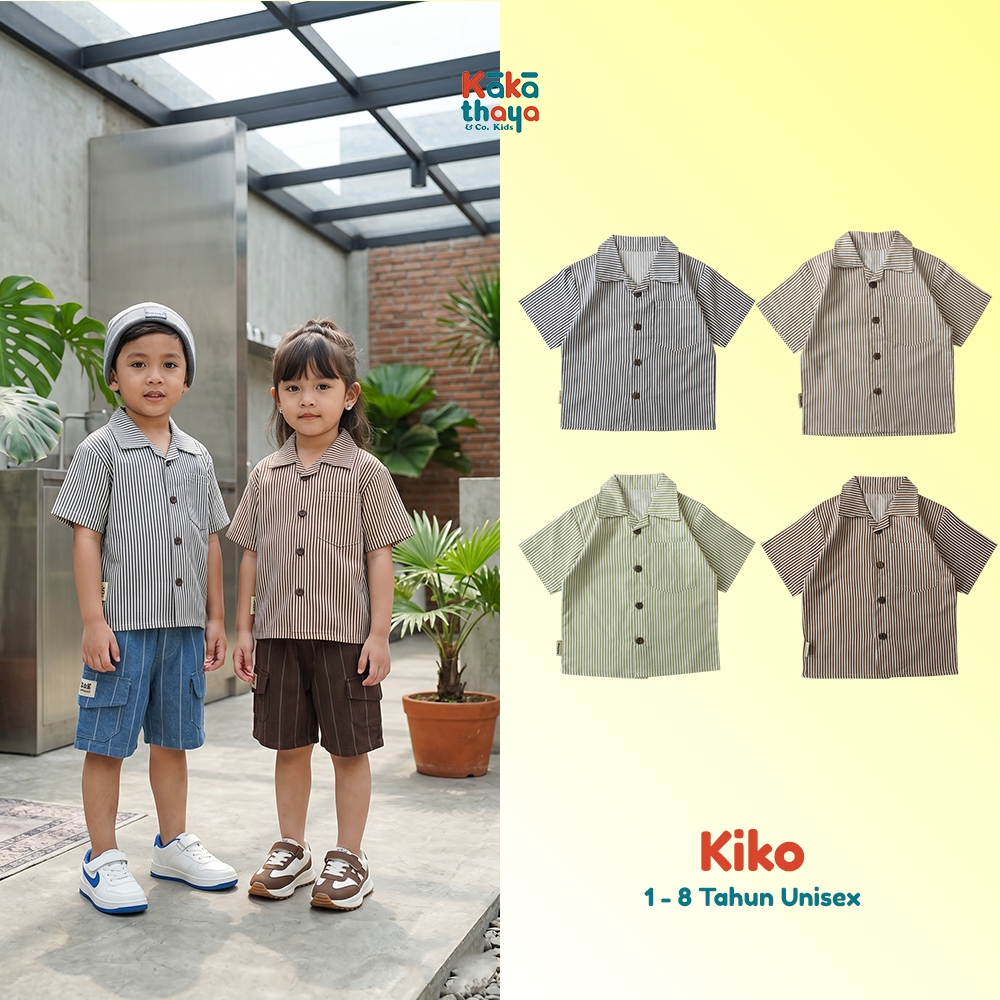 KAKATHAYA Kiko Kemeja Anak Laki Laki Kemeja Salur Anak Baju Anak Laki Laki Baju Anak Perempuan 2-8 T