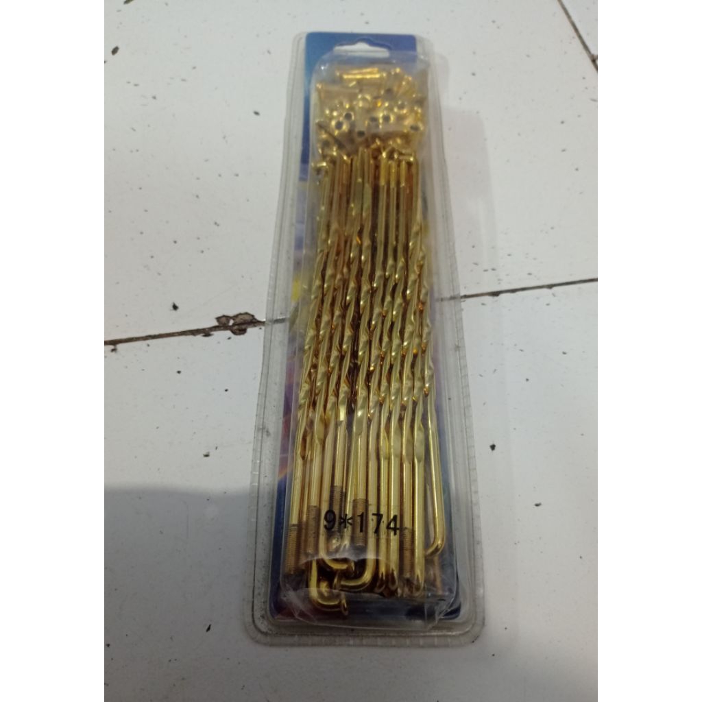 Ruji Jari Jari Sepedah Motor Ulir Emas 9×174