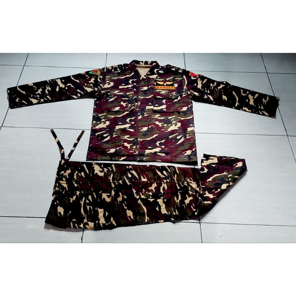 Seragam PDL Banser Lengkap Setelan Bahan Katun Twill Halus