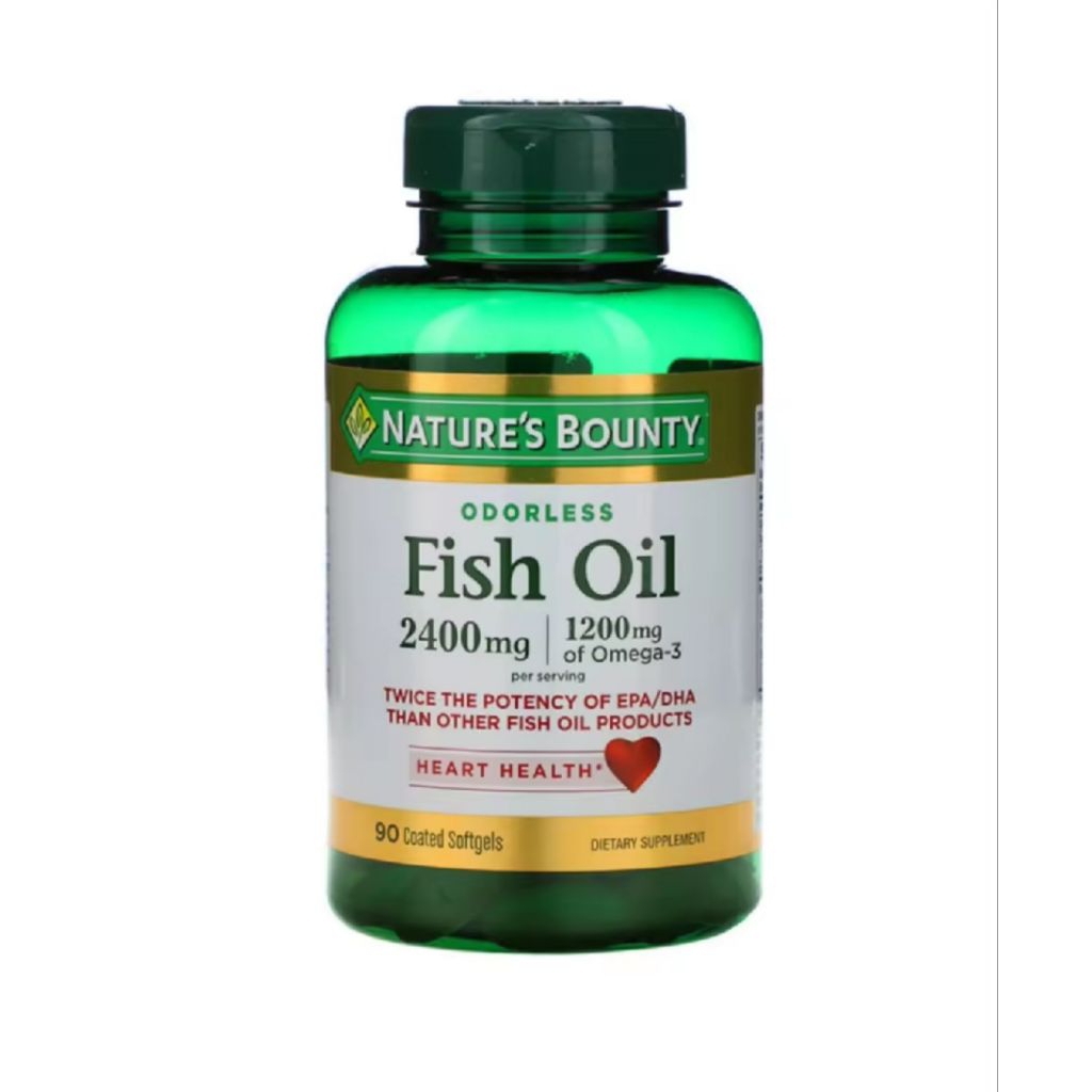 Nature's Bounty Odorless Fish Oil 2400mg 2400 mg Minyak Ikan Omega 90 Coated Softgels Asli