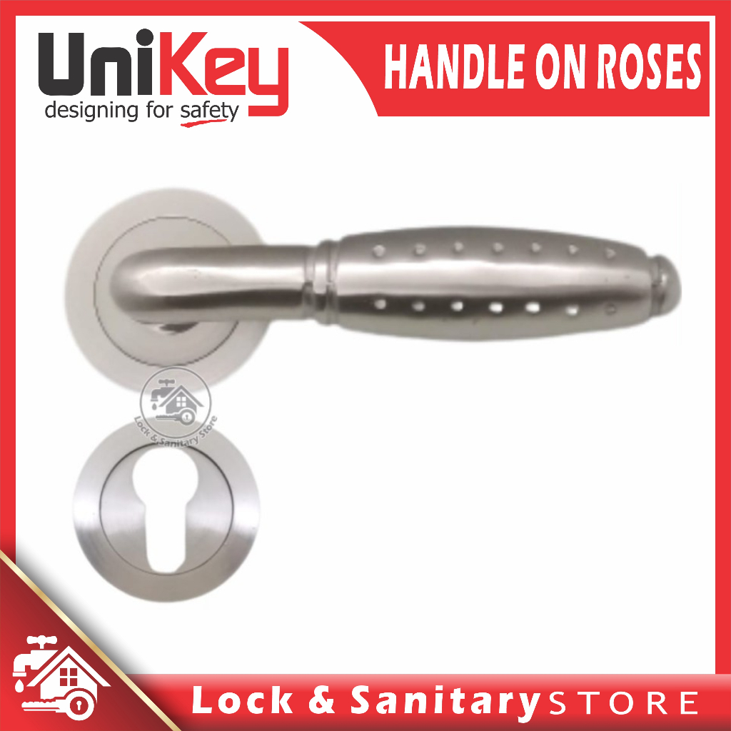 Handle Pintu HANDLE ROSES UNIKEY HRE UK 004.90 DOT SN/CP Handle Pisah