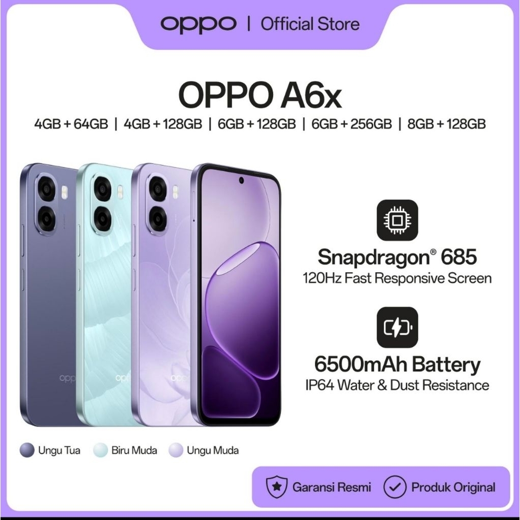 Hp Oppo A6x 4/128gb Oppo A6x ram 4gb Rom 128gb resmi oppo