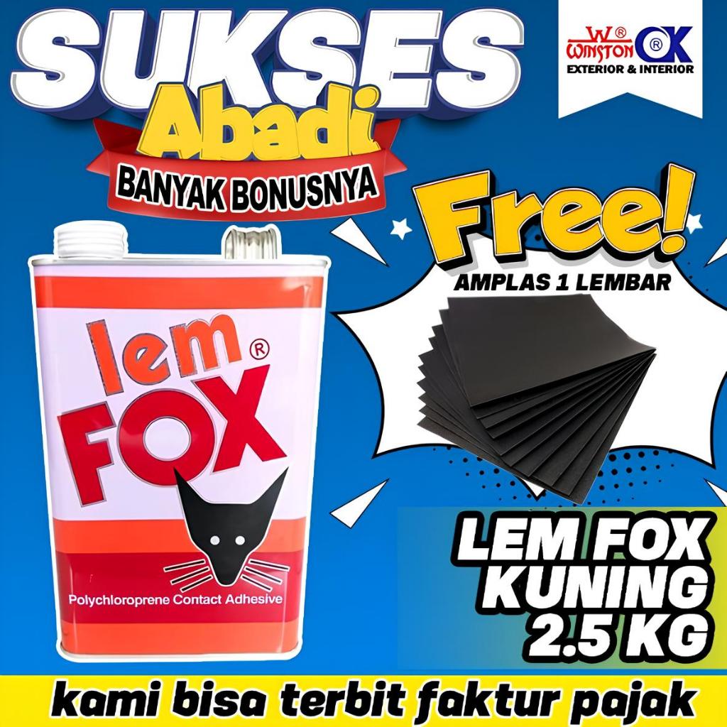 Lem Serbaguna HPL Furniture Mebel Fox Kuning Kemasan Galon Kecil 2,5 Kg Untuk Kayu Vinyl Karpet