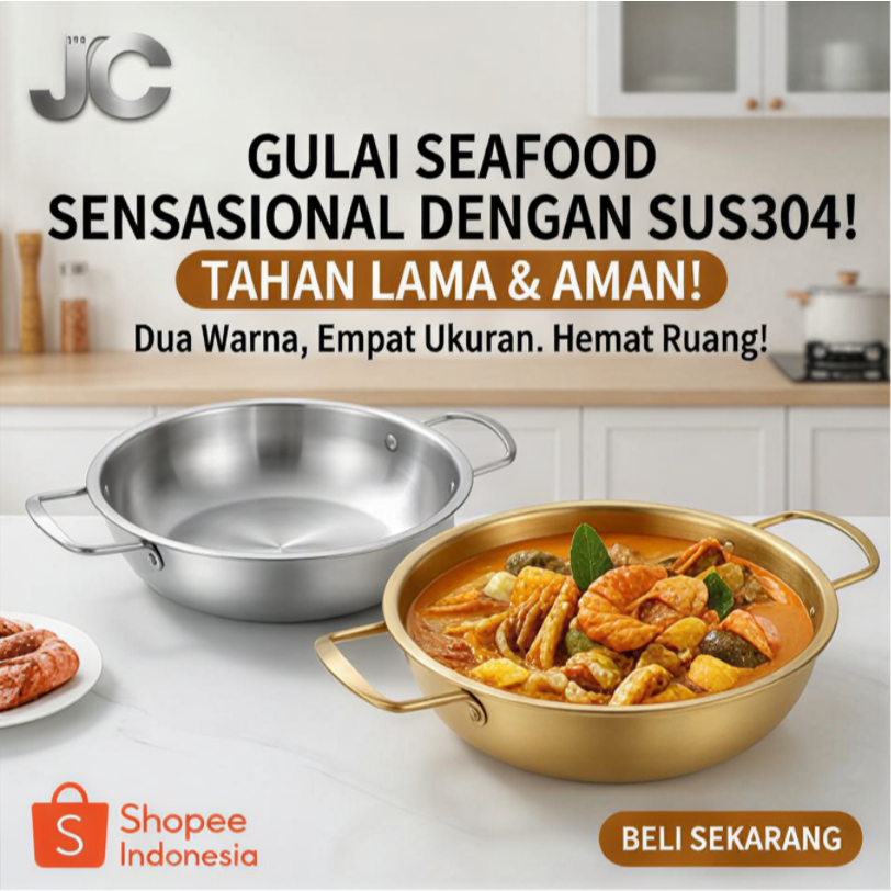 [COD]JC Steel Panci Seafood Stainless 304 Dua Warna 18-24cm Cocok Semua Kompor