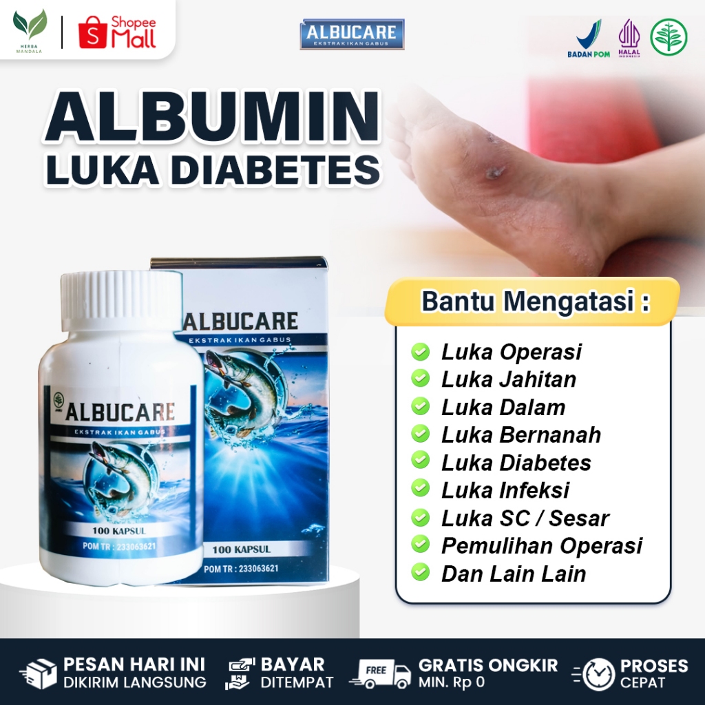 ALBUCARE Obat Luka Diabetes Basah Bernanah Bengkak Berair Borok Diabetes