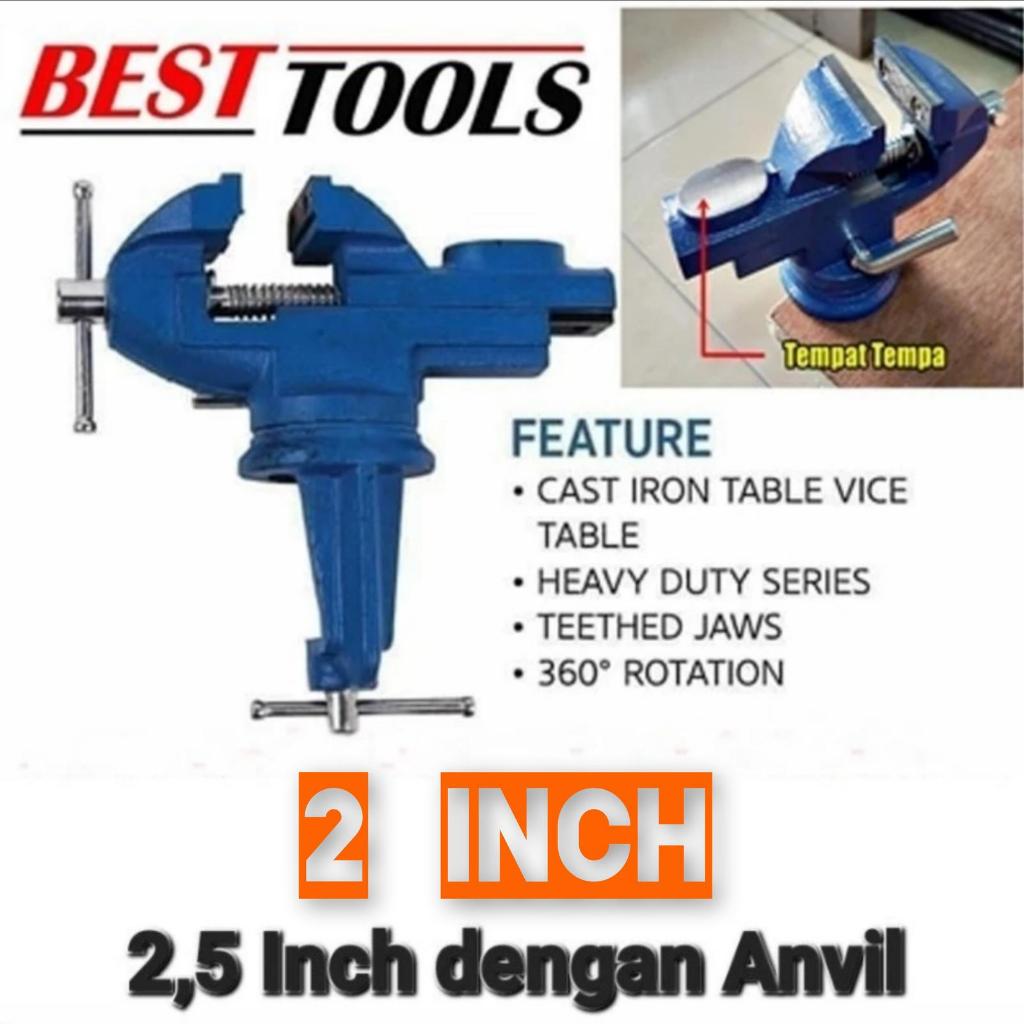 Catok Meja Putar Ragum Tanggem 2" 2,5" Full Besi Anvil