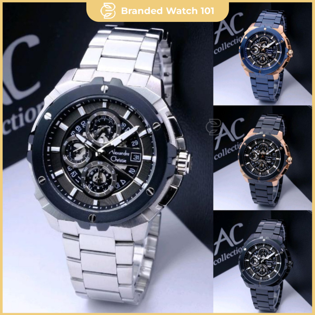 ORIGINAL Jam Tangan Pria Alexandre Christie AC 6692 / AC6692 / 6692 Garansi Resmi 1 Tahun, Stainless