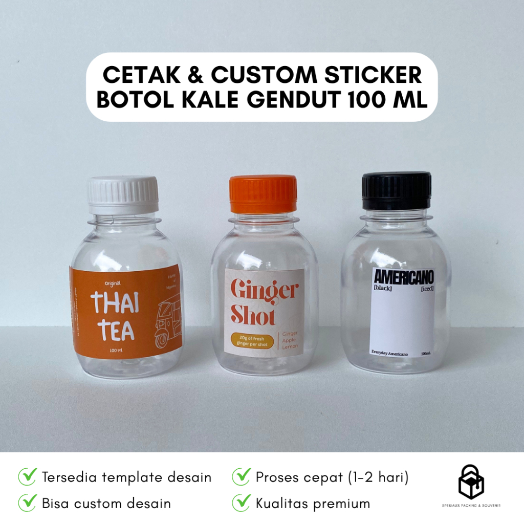 Cetak Custom Stiker Botol Kale Gendut 100 ml | Print Label Sticker Logo