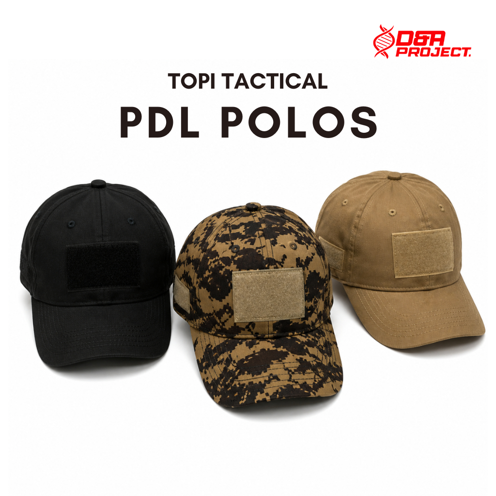 Topi TAD Tactical Velcro Outdoor PDL Pramuka Bahan Ribstop Cream Hitam Loreng