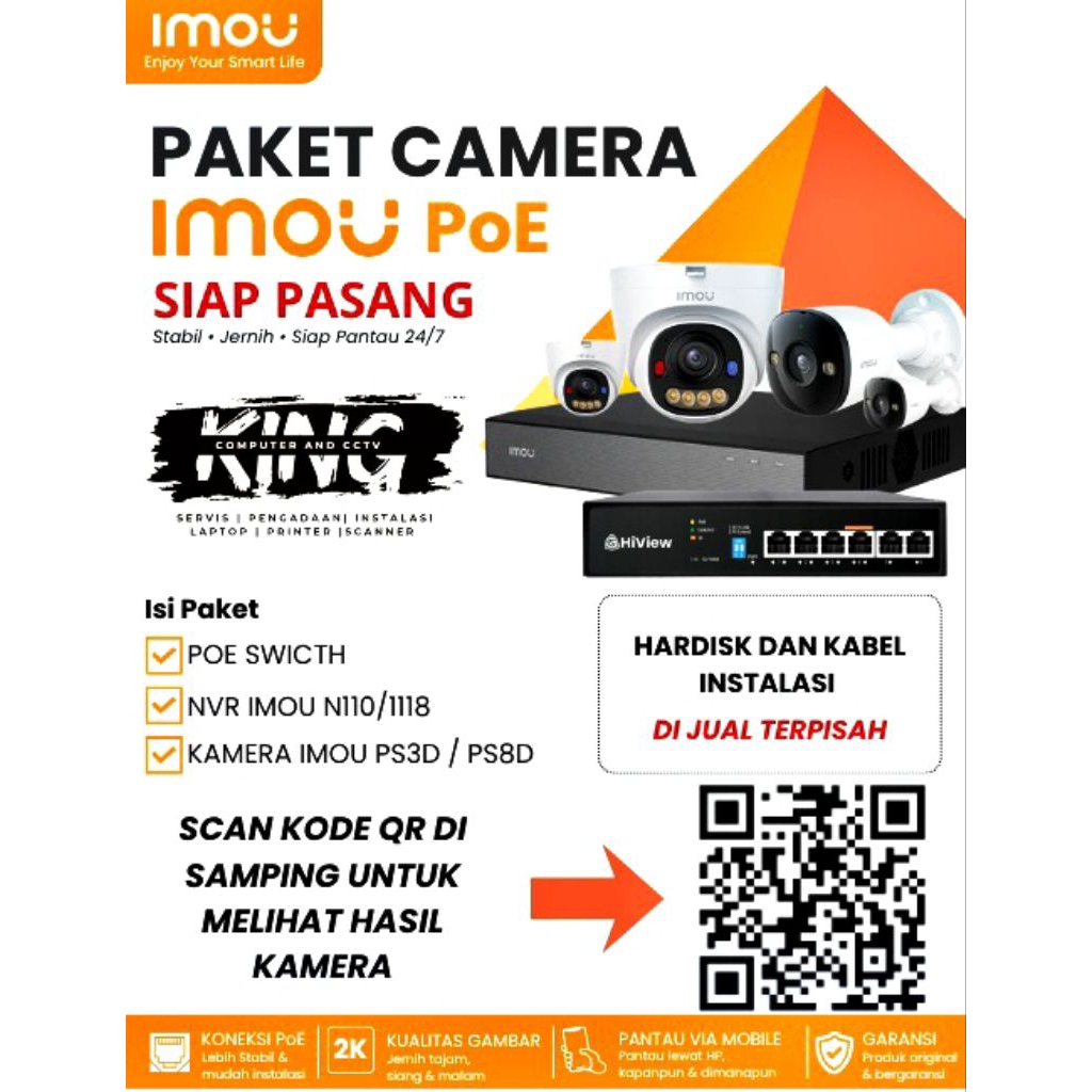 Paket 4/8 CCTV IMOU IP SIAP PASANG | Kualitas Terbaik Smart Camera