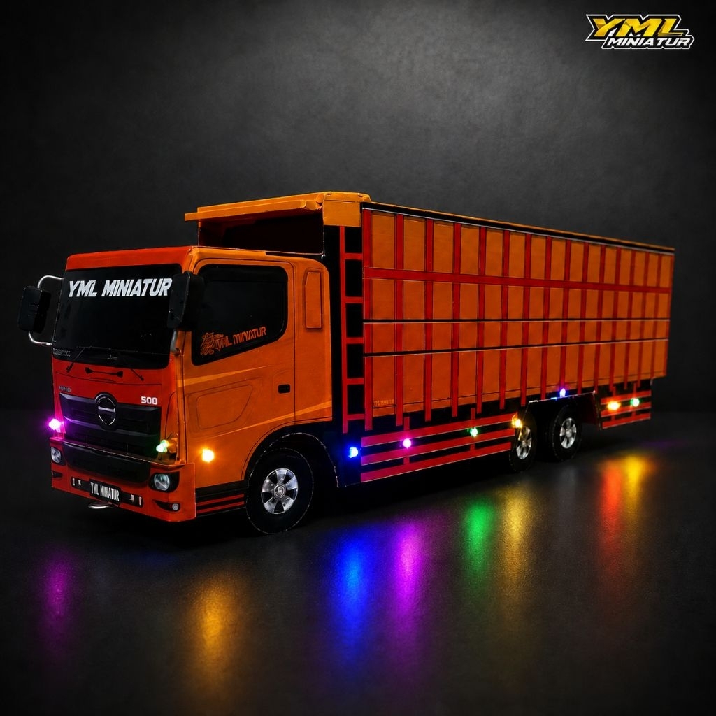 miniatur truk tronton hino full lampu